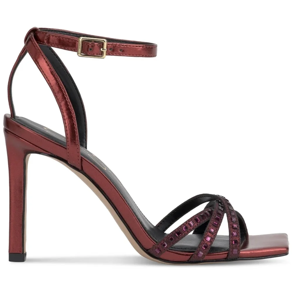 NWOT Jessica Simpson Womens Leonah Slip On Stiletto Ankle Strap Oxblood‎ Size 6